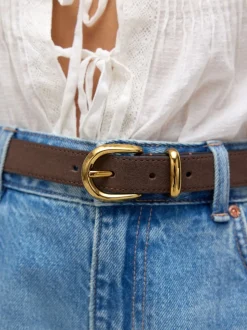 Daim marron chocolat - Ceinture mi-longue N. Premium Made In Italy