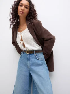 Daim marron chocolat - Ceinture mi-longue N. Premium Made In Italy