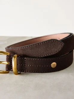 Daim marron chocolat - Ceinture mi-longue N. Premium Made In Italy
