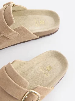 Daim neutre - sabots en cuir avec semelle plantaire