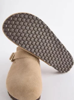 Daim neutre - sabots en cuir avec semelle plantaire