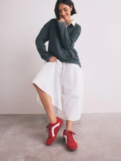 Daim rouge - Baskets à lacets Forever Comfort® en cuir à semelle slim