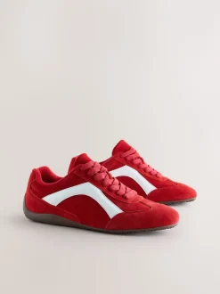 Daim rouge - Baskets à lacets Forever Comfort® en cuir à semelle slim