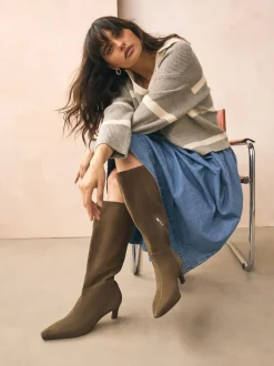 Daim vert kaki - Bottes à talons Forever Comfort® à bout pointu