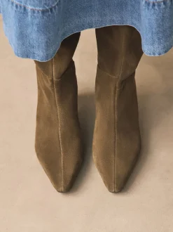 Daim vert kaki - Bottes à talons Forever Comfort® à bout pointu