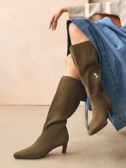 Daim vert kaki - Bottes à talons Forever Comfort® à bout pointu