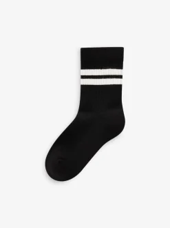 Damier blanc/noir - Cushioned Semelle intérieure Cotton Rich Ribbed Tipped Chaussettes 5 Lot