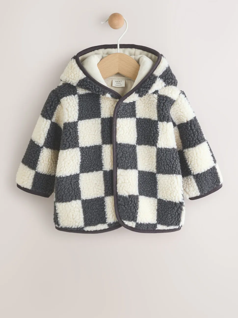 Damier gris anthracite - Veste à capuche en Borg pour bébé (0-18mois)