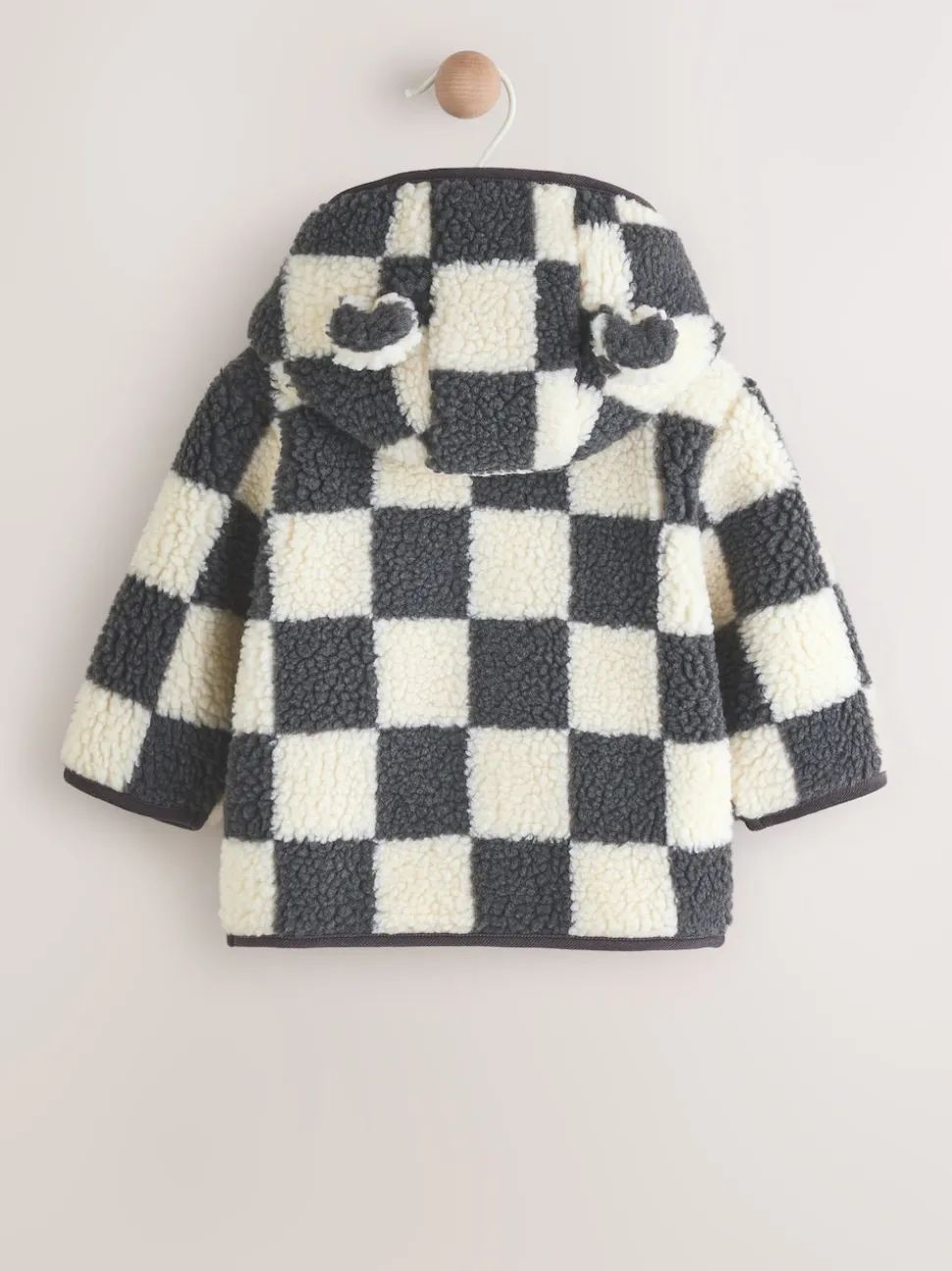 Damier gris anthracite - Veste à capuche en Borg pour bébé (0-18mois)