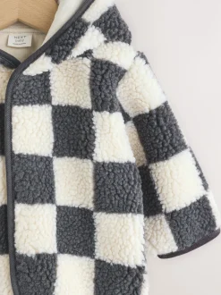 Damier gris anthracite - Veste à capuche en Borg pour bébé (0-18mois)