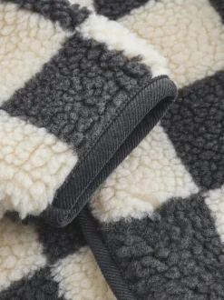 Damier gris anthracite - Veste à capuche en Borg pour bébé (0-18mois)