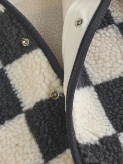 Damier gris anthracite - Veste à capuche en Borg pour bébé (0-18mois)