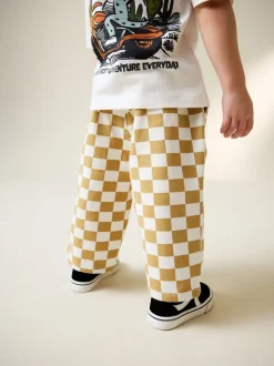 Damier jaune/blanc - Pantalon large à enfiler (3mois-7ans)