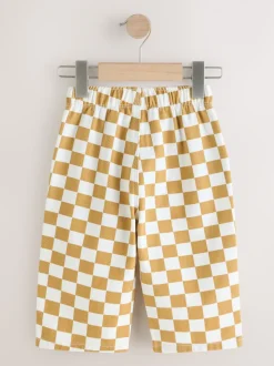 Damier jaune/blanc - Pantalon large à enfiler (3mois-7ans)