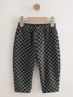 damier Noir et blanc - Joggings Jambe large en jersey (3mois à7ans)