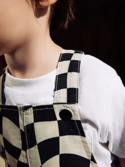 Damier noir/écru - Salopette (3mths-7yrs)