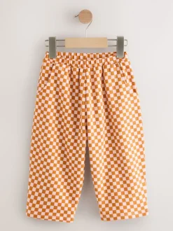 Damier orange - Pantalon jambe Barrel (3mois-7ans)