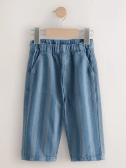 Damier/rayures bleues - Lot de 2 pantalons larges à enfiler (3mois7ans)