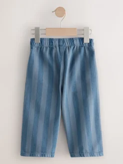 Damier/rayures bleues - Lot de 2 pantalons larges à enfiler (3mois7ans)