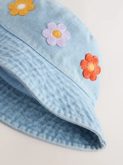 Denim - Chapeau à fleurs au crochet (3mois-10ans)