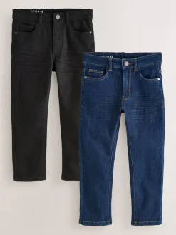 Denim bleu foncé/noir - Jean extensible, lot de 2 (3-17ans)