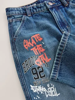 Denim bleu milieu imprimé Varsity - Jean authentique (3-16ans)