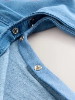 Denim brodé - Ensemble Salopettes et Body Manches longues 2 Pieces (0mois-3ans)