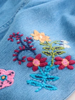 Denim brodé - Ensemble Salopettes et Body Manches longues 2 Pieces (0mois-3ans)