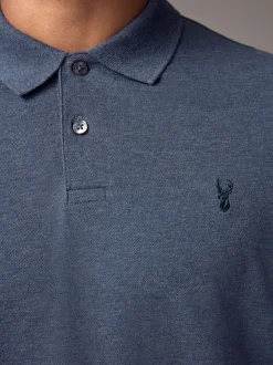 Denim chiné - Ajustement régulier - Polo Manches courtes Pique