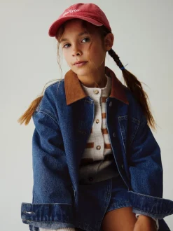 Denim Mid Blue - Veste à col en velours côtelé (3-16ans)