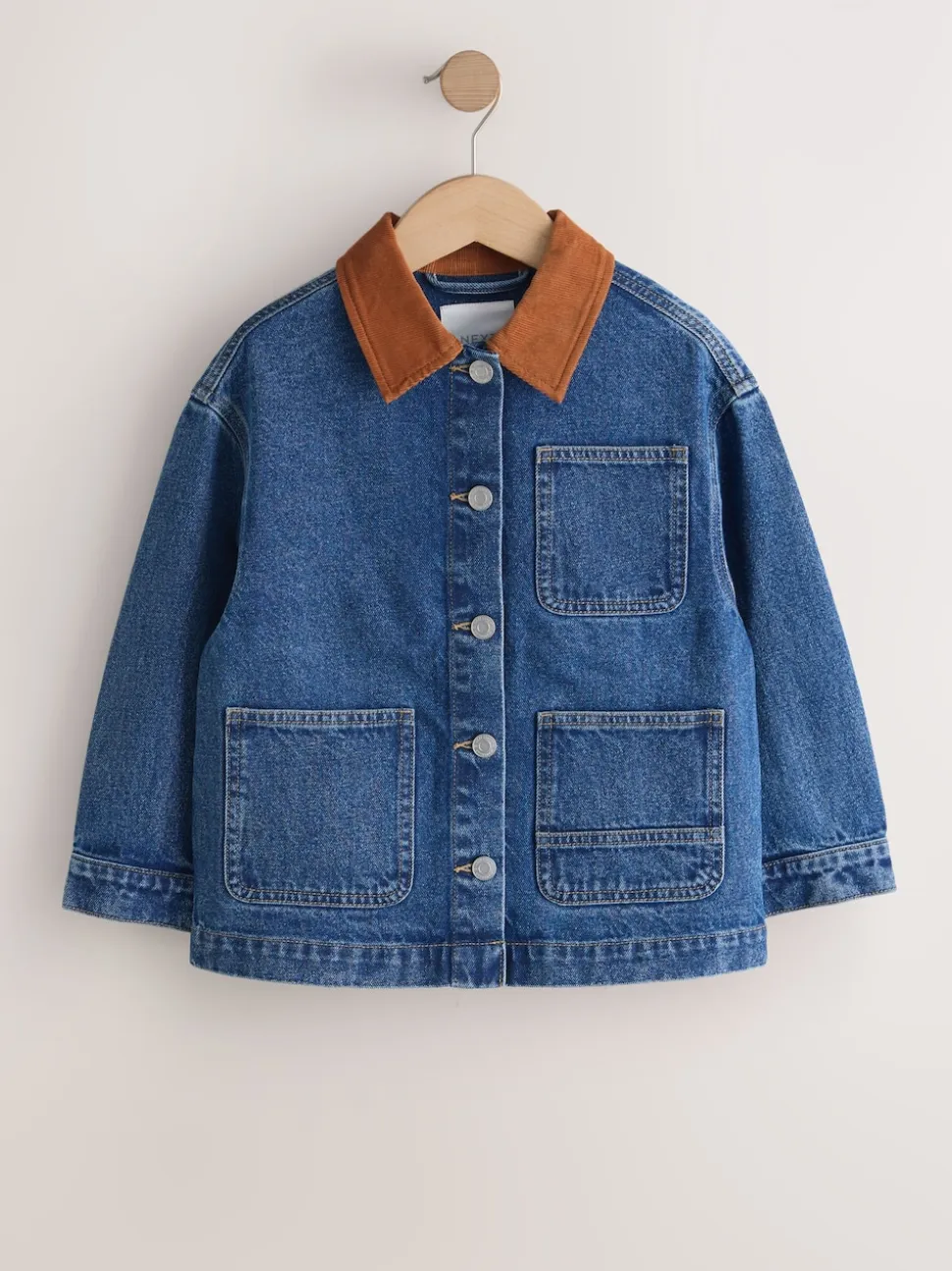 Denim Mid Blue - Veste à col en velours côtelé (3-16ans)