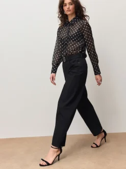 Denim noir - Jean barrel ceinturé