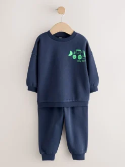 Digger bleu marine - Ensemble sweat et Joggings imprimé à Col rond (3mois-7ans)