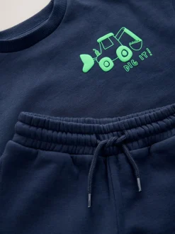 Digger bleu marine - Ensemble sweat et Joggings imprimé à Col rond (3mois-7ans)