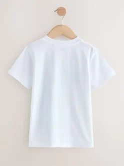 Dino blanc/bleu - T-shirt imprimé graphique à manches courtes coupe régulière (3-16ans)