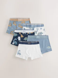 Dino bleu/marron - Lot de 5 boxers (1.5-12ans)