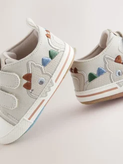 Dino gris - Baskets BÉBÉ à Fermeture par contact (0-2mois)