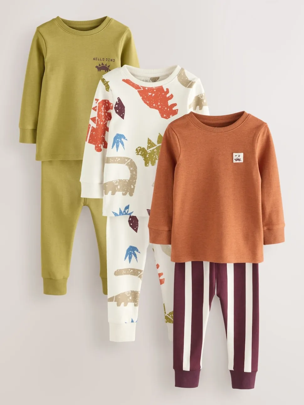 Dino multicolore brillant - Lot de 3 pyjamas Snuggle (9mois-10ans)