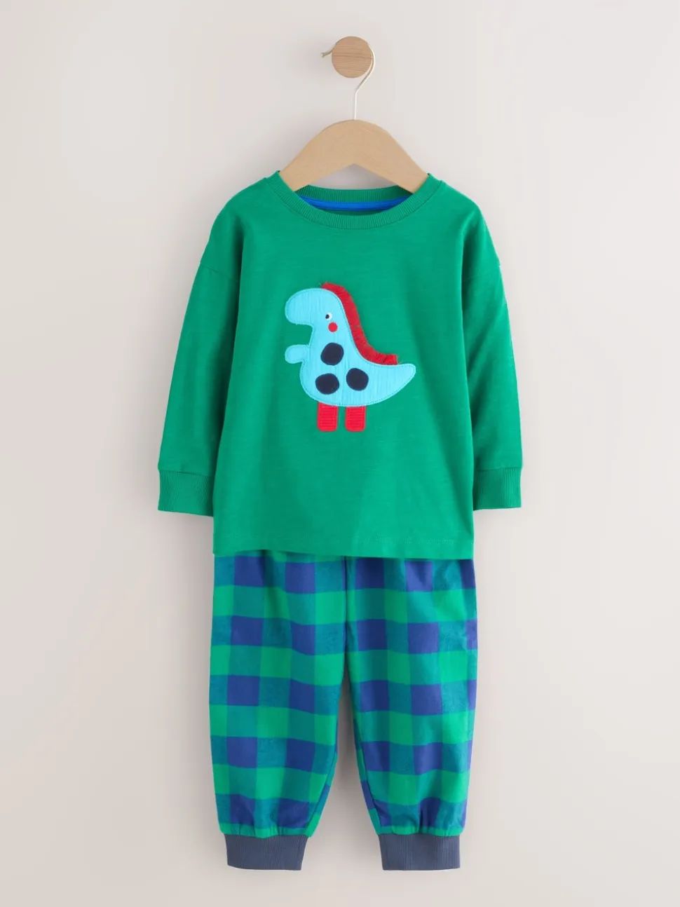 Dinosaure à carreaux rouge/bleu/vert - Lot de 3 pantalons de pyjama tissés à carreaux (9mois-12ans)