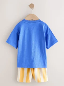 Dinosaure bleu - Ensemble T-shirt et short Manches courtes (3mths-7yrs)