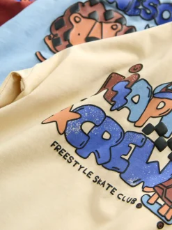 Dinosaure bleu/brun - Lot de 3 pyjamas oversize (9mois-10ans)