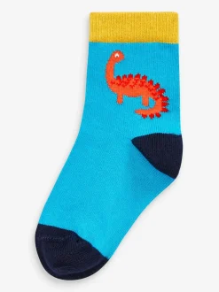 Dinosaure couleur vive - 10{Paquet de chaussettes en coton riche