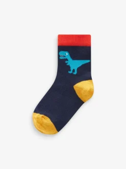 Dinosaure couleur vive - 10{Paquet de chaussettes en coton riche