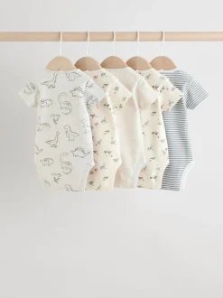 Dinosaure gris - Bodys pour bébés Manches courtes 5 Pack