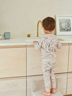 Dinosaure neutre/noir - Lot de 3 pyjamas Snuggle (9mois-10ans)