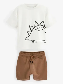 Dinosaure noir/beige - Ensemble t-shirt et short à manches courtes Lot de 2 (3mois à7ans) (3mois à7ans)