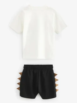 Dinosaure noir/beige - Ensemble t-shirt et short à manches courtes Lot de 2 (3mois à7ans) (3mois à7ans)