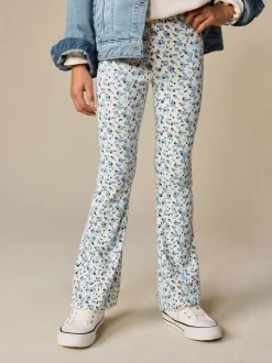 Ditsy bleu - Leggings évasés à côtes (3-16ans)