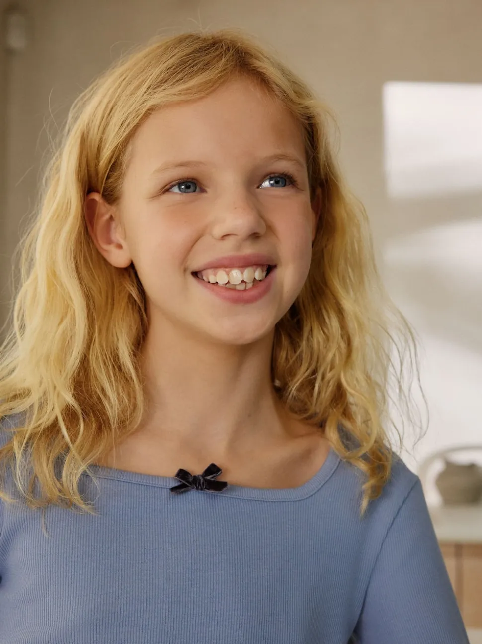 Ditsy bleu - Pyjama à taille pliée douce (3-16ans)