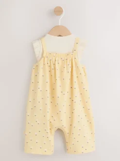 Ditsy jaune - Ensemble Salopettes et Bodys en jersey BÉBÉ 2 Pieces (0mois-3ans)